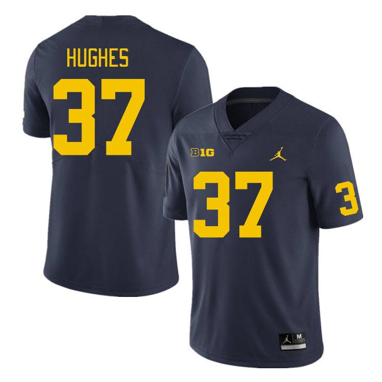 Michigan Wolverines #37 Danny Hughes College Football Jerseys Stitched Sale-Navy